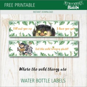 Where the Wild Things are Water Bottle Labels