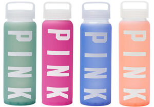 Vs Pink Glass Water Bottle