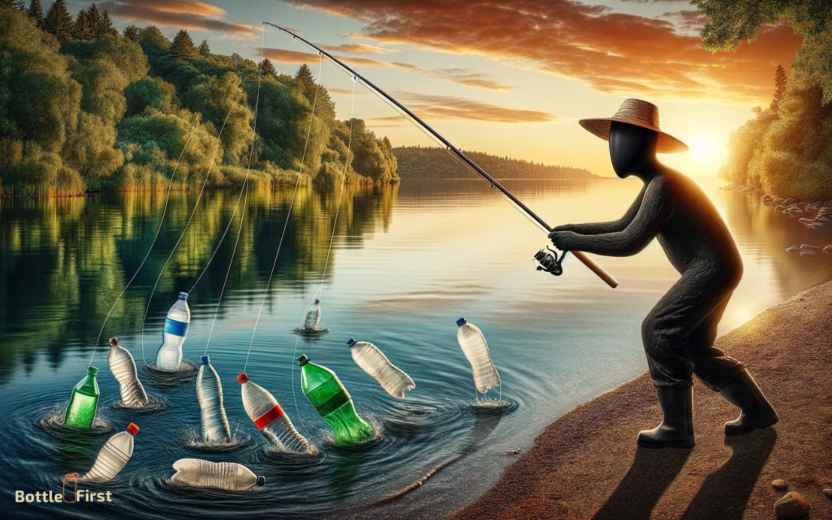 Fishing Reeling in Water Bottles