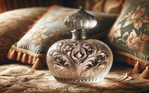 antique glass perfume bottle with silver top