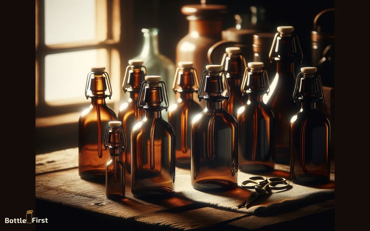 brown glass swing top bottles