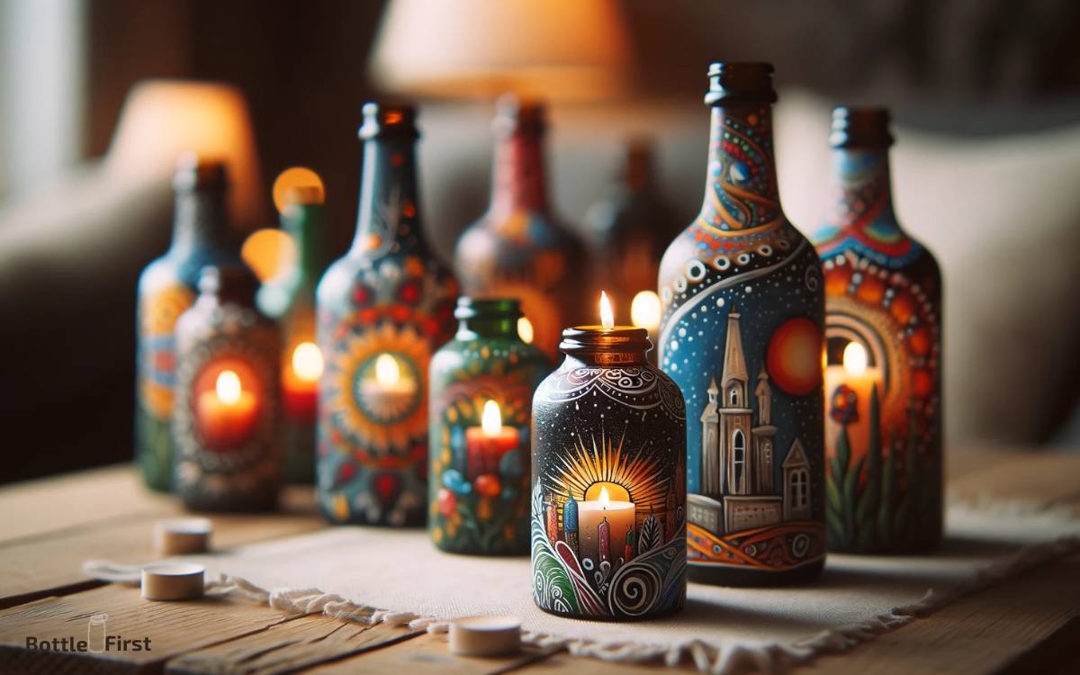 Painted Bottle Candle Holders