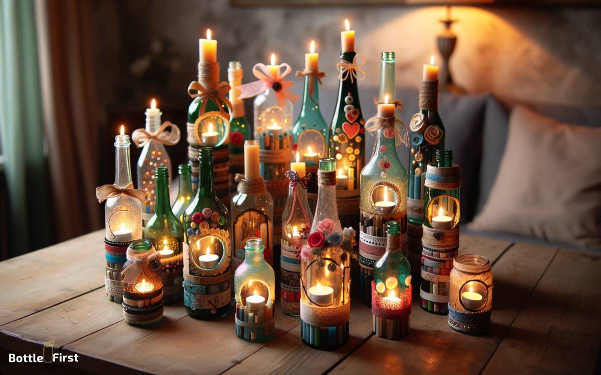 Upcycled Glass Bottle Candle Holders