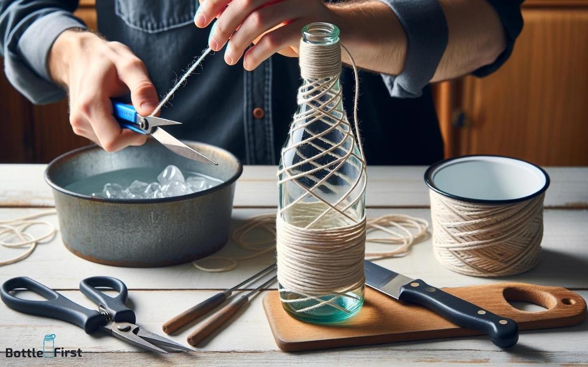 how to cut a glass bottle with string