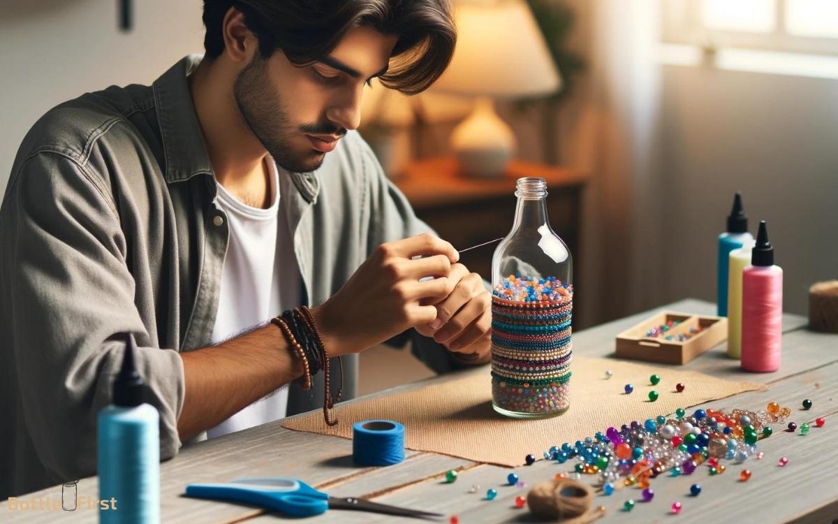 how to decorate glass bottles with beads