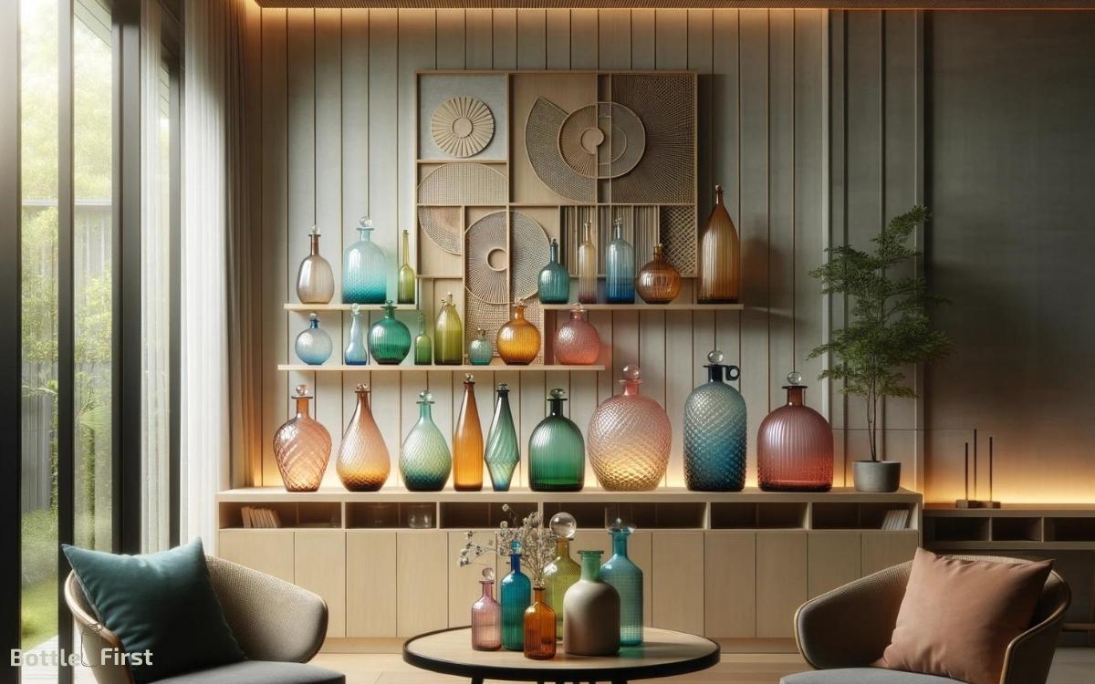 how to decorate with colored glass bottles