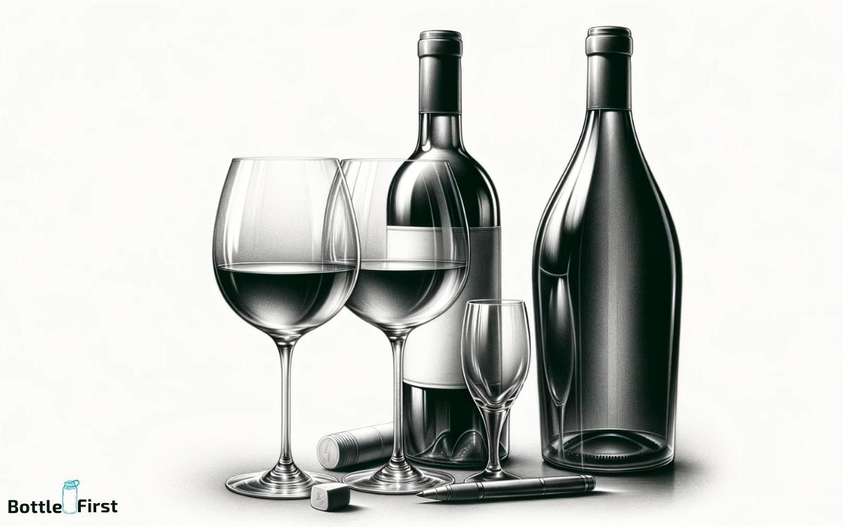 how to draw wine bottle and glasses
