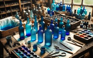 how to make blue glass bottles
