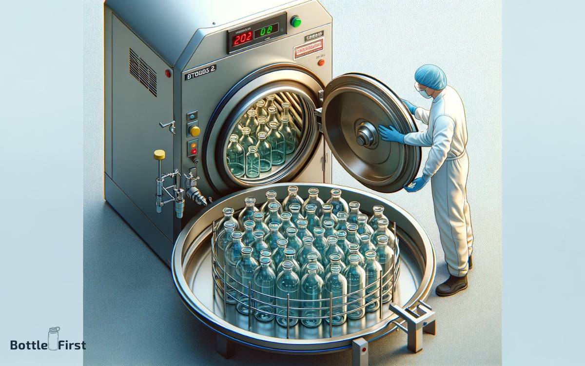 Step Loading Glass Bottles Into the Autoclave
