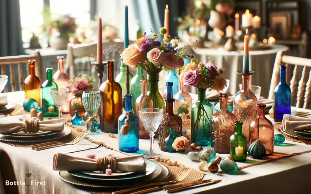Incorporating Colored Glass Bottles Into Tablescapes