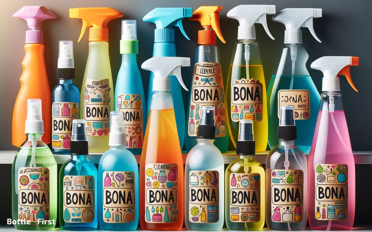Creative ways to label and organize different cleaning solutions in the bona spray bottle